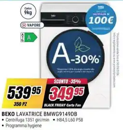 Trony BEKO LAVATRICE BMWG9149DB offerta