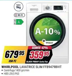 Trony WHIRLPOOL LAVATRICE SLIM FFB9479BVIT offerta