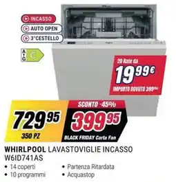 Trony WHIRLPOOL LAVASTOVIGLIE INCASSO offerta