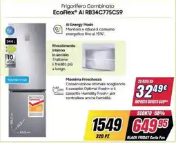 Trony Samsung Frigorifero Combinato EcoFlex AI RB34C775CS9 offerta