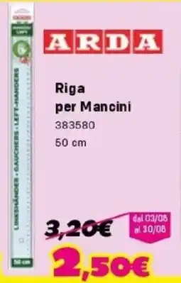 Orizzonte Arda riga per mancini offerta