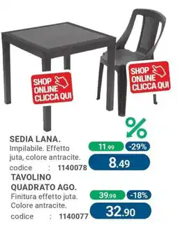 Cfadda Sedia lana impilabile effetto offerta