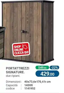 Cfadda Portattrezzi signature due ripiani offerta