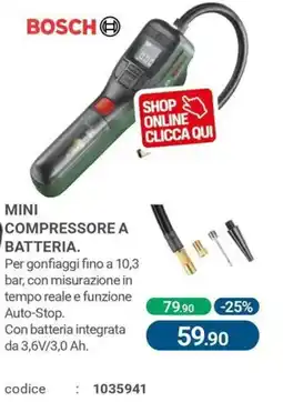 Cfadda Bosch mini compressore a batteria offerta