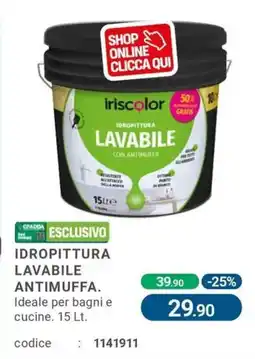 Cfadda Iriscolor idropittura lavabile antimuffa offerta