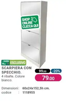 Cfadda Scarpiera con specchio 4 ribalte offerta