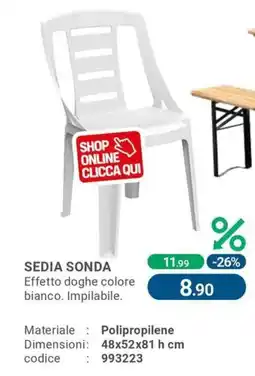 Cfadda Sedia sonda effetto doghe colore offerta