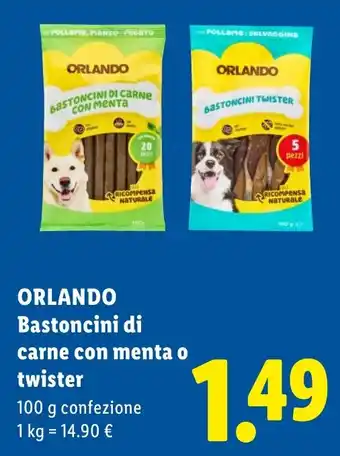 ORLANDO Bastoncini di carne con menta o twister