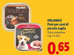 Lidl ORLANDO Gourmet Paté per cani di piccola taglia offerta