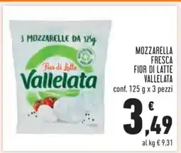 Conad Mozzarella Fresca Fior di Latte Vallelata offerta