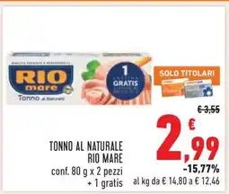 Conad Tonno al Naturale Rio Mare offerta