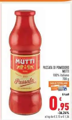 Conad PASSATA DI POMODORO MUTTI offerta