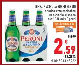 Conad Birra Nastro Azzurro Peroni offerta