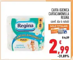 Conad Carta Igienica Cartacamomilla Regina offerta