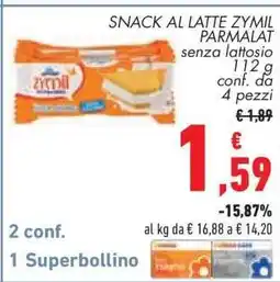 Conad SNACK AL LATTE ZYMIL PARMALAT offerta