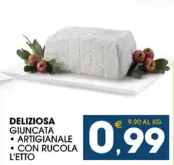 SeBón Supermercati DELIZIOSA GIUNCATA ARTIGIANALE CON RUCOLA L'ETTO offerta