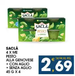 SeBón Supermercati Saclà Pesto alla genovese offerta