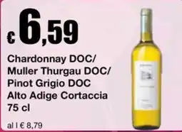Sì con te Supermercati Chardonnay DOC/ Muller Thurgau DOC/ Pinot Grigio DOC Alto Adige Cortaccia offerta