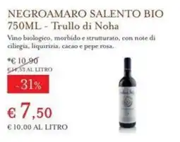 Eataly NEGROAMARO SALENTO BIO Trullo di Noha offerta