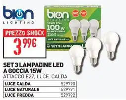 Ottimax bion SET 3 LAMPADINE LED A GOCCIA 15W offerta