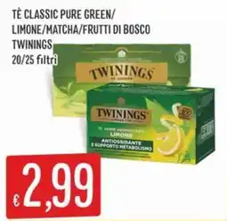 IperSisa Tè Classic Pure Green Limone Matcha Frutti di Bosco Twinings offerta