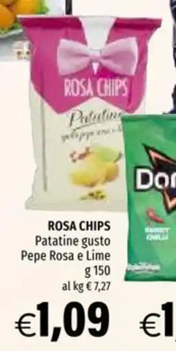 Hurrà ROSA CHIPS Patatine gusto Pepe Rosa e Lime offerta