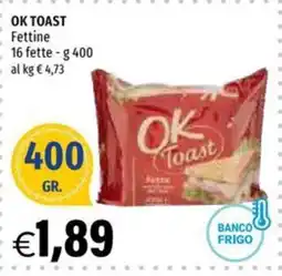Hurrà OK Toast Fettine offerta