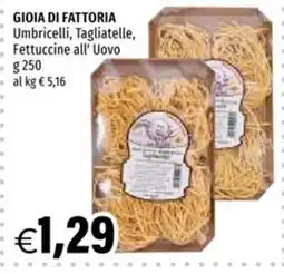 Hurrà GIOIA DI FATTORIA Umbricelli, Tagliatelle, Fettuccine all' Uovo offerta