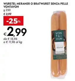 Bennet WURSTEL MERANER O BRATWURST SENZA PELLE VONTAVON offerta