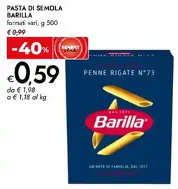 Bennet Pasta di semola Barilla offerta