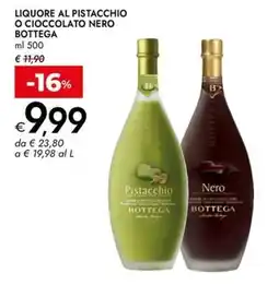 Bennet Liquore al pistacchio o cioccolato nero Bottega offerta
