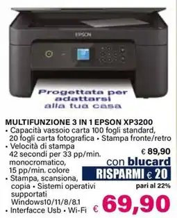 Il Gigante MULTIFUNZIONE 3 IN 1 EPSON XP3200 offerta