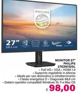Il Gigante MONITOR 27" PHILIPS 27E2N1100L offerta