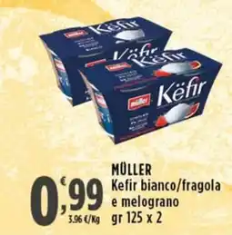 Rossotono Carrefour MÜLLER Kefir bianco/fragola e melograno offerta