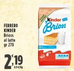 Rossotono Carrefour FERRERO KINDER Brioss al latte offerta