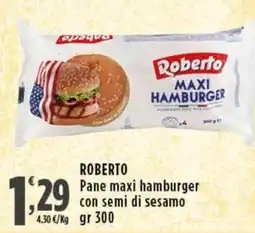 Rossotono Carrefour Roberto Pane maxi hamburger con semi di sesamo offerta