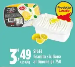 Rossotono Carrefour SIGEL Granita siciliana al limone offerta