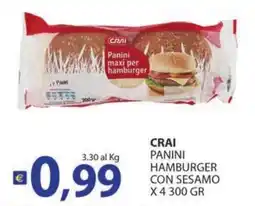 Supermercati Bruscoli CRAI PANINI HAMBURGER CON SESAMO offerta
