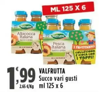 Rossotono Carrefour VALFRUTTA Succo vari gusti offerta