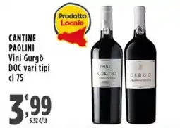 Rossotono Carrefour CANTINE PAOLINI Vini Gurgò DOC offerta