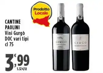 Rossotono Carrefour CANTINE PAOLINI Vini Gurgò DOC offerta