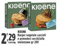 Rossotono Carrefour KIOENE Burger vegetale carciofi e pomodori secchi/alle melanzane offerta