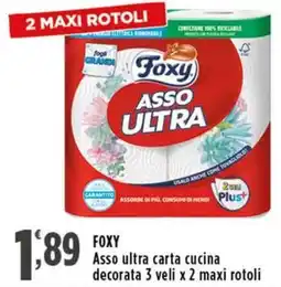 Rossotono Carrefour FOXY Asso ultra carta cucina decorata offerta