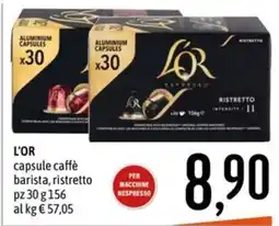 Emisfero L'OR capsule caffè barista, ristretto offerta