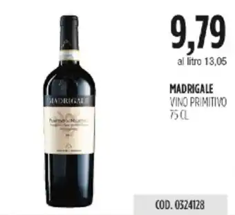 Carico Cash & Carry MADRIGALE VINO PRIMITIVO offerta