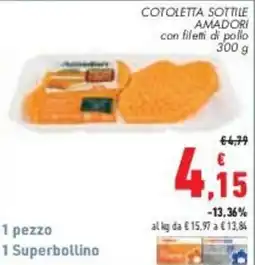 Conad City Cotoletta sottile Amadori con filetti di pollo offerta