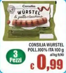 Top Supermercati Consilia Würstel di pollo e tacchino offerta