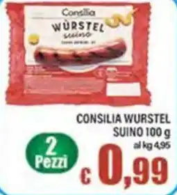 Top Supermercati Consilia Wurstel Suino offerta