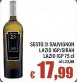 Top Supermercati SESTO 21 SAUVIGNON LAZIO IGP/SIRAH offerta