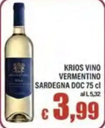 Top Supermercati KRIOS VINO VERMENTINO offerta